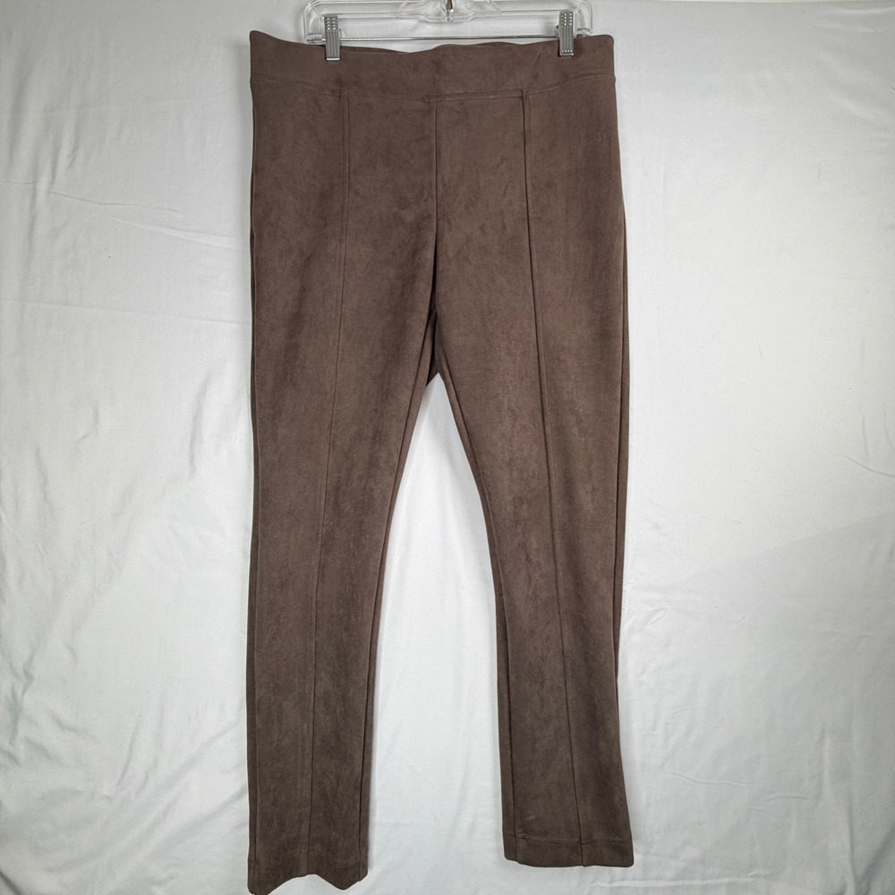 Andrew Marc Womens Brown Faux Suede Pull On Leggings Seamed Front Size Large